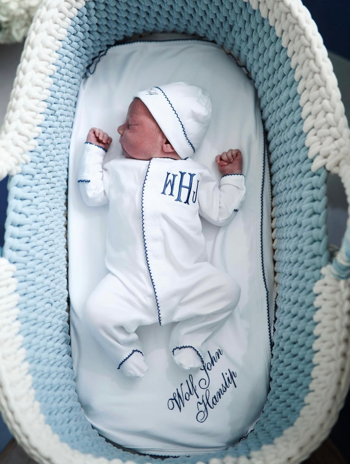 Moses Basket - Natural White & Misty
