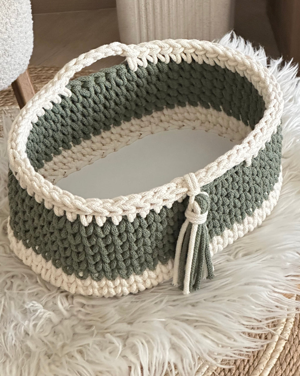 Nappy Caddy - Natural White & eucalyptus
