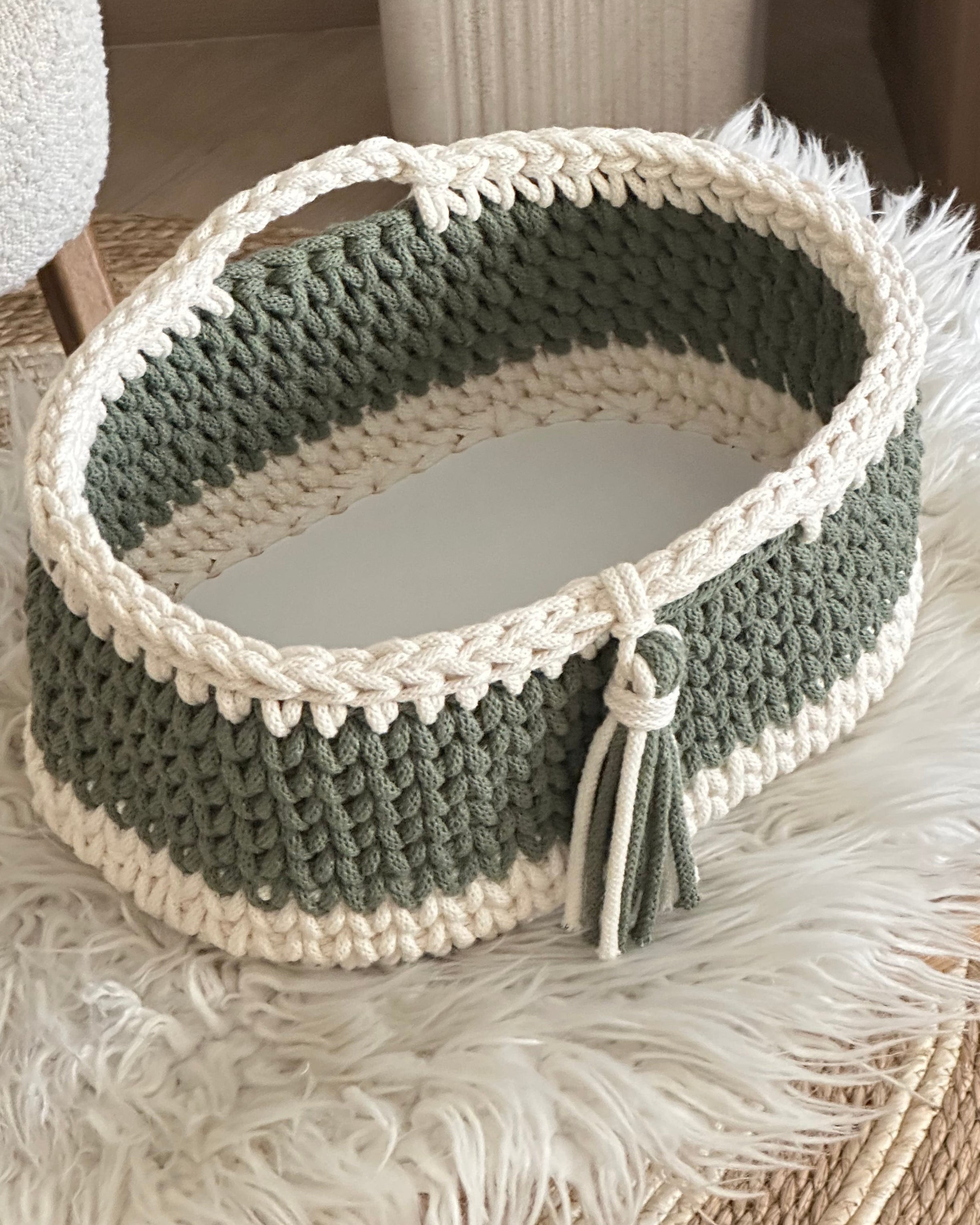 Nappy Caddy - Natural White & eucalyptus