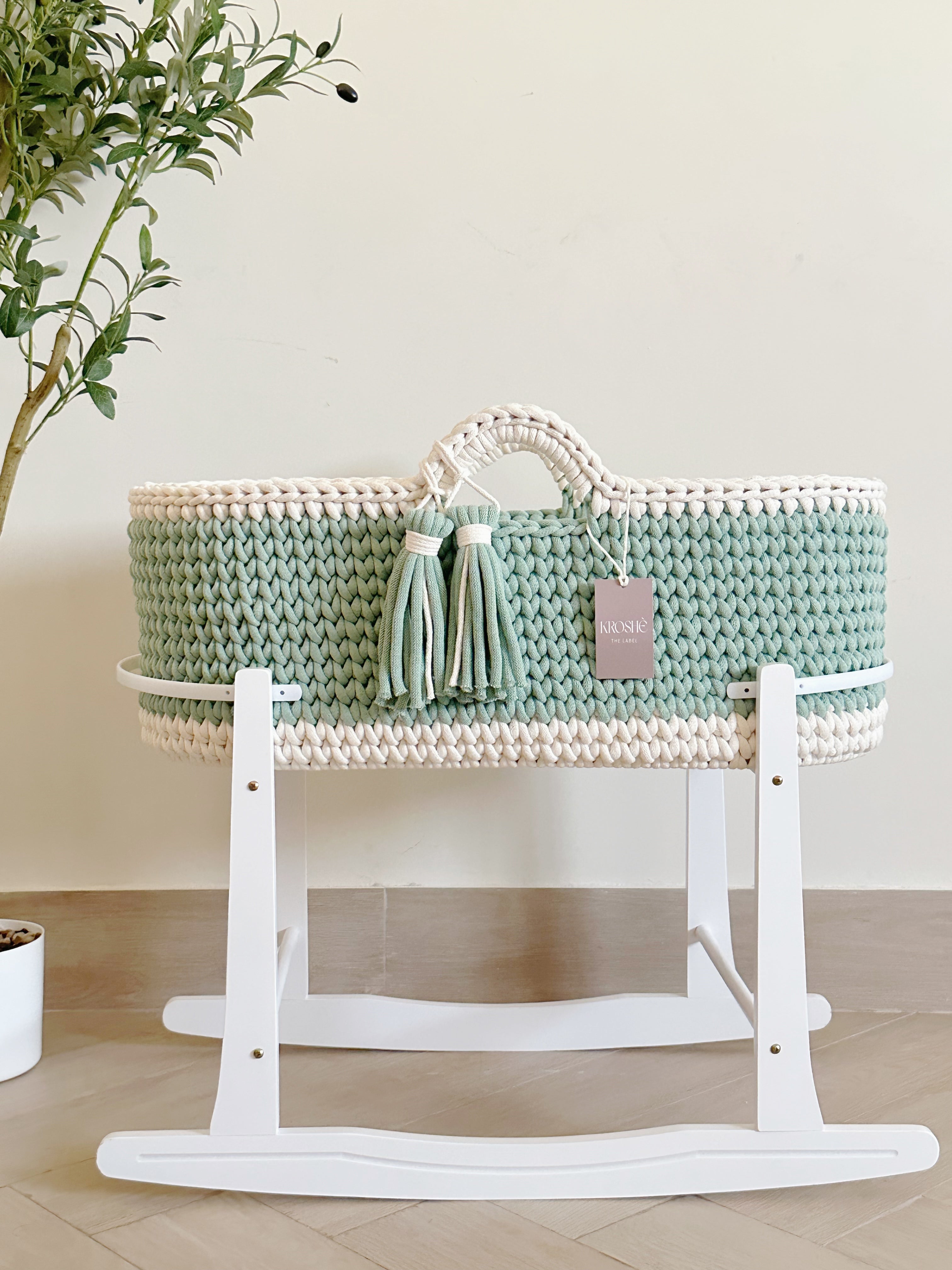 Moses basket - Aloe & Natural white