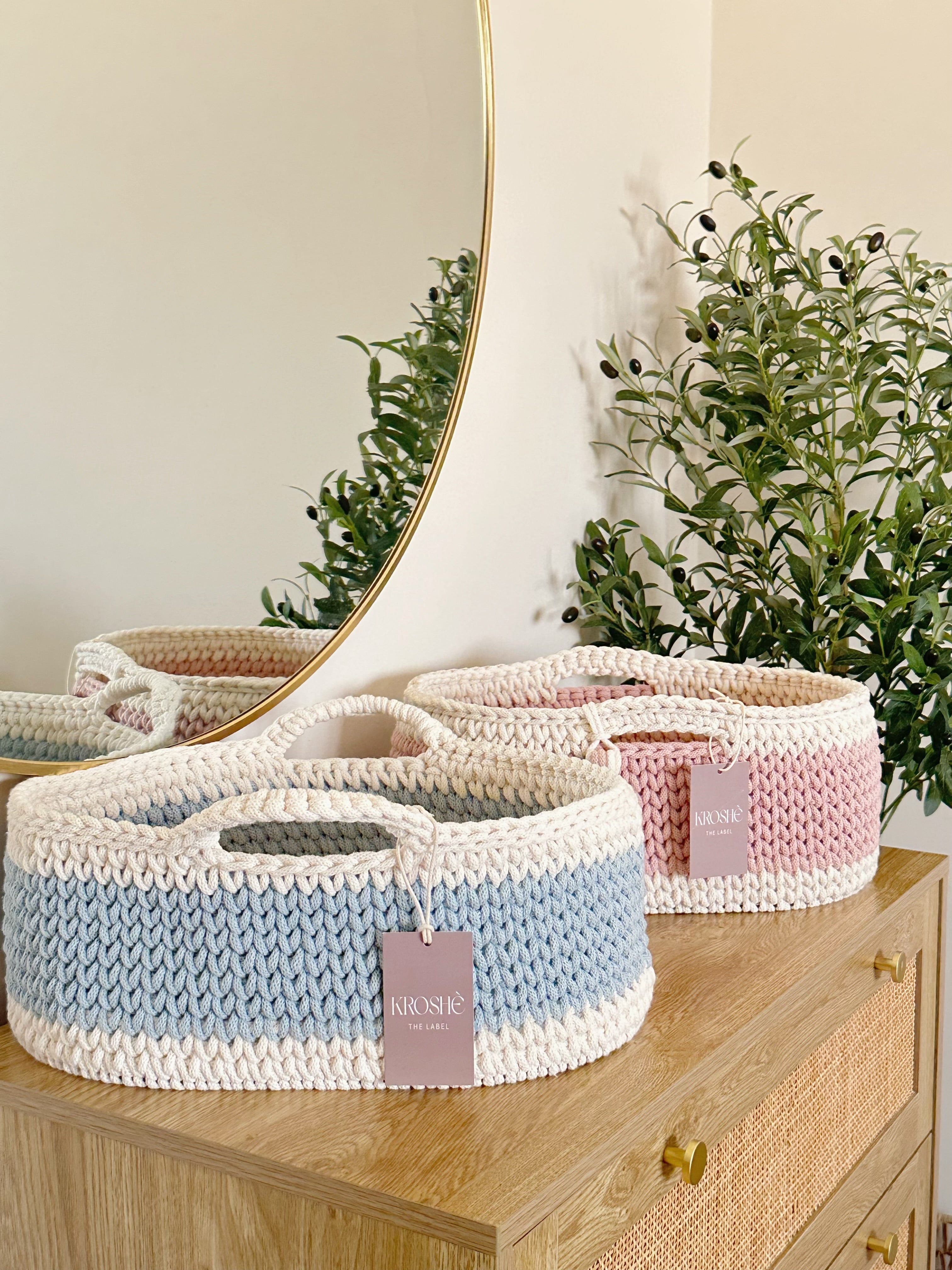 Nappy Caddy - Natural White & Pastel Pink