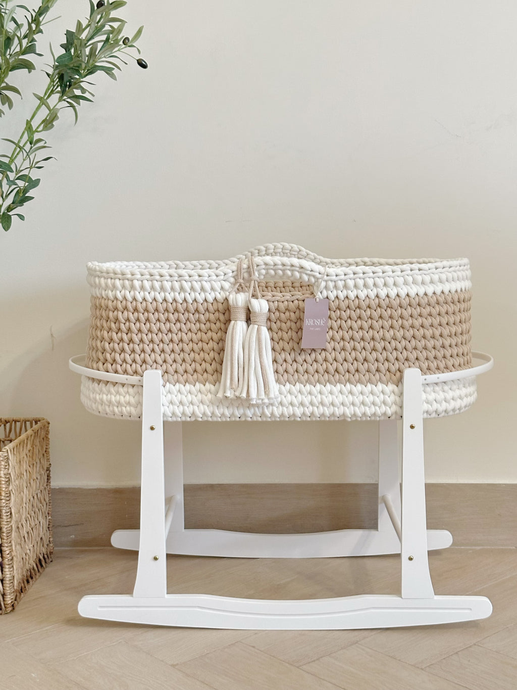 Moses Basket | Off White & Warm Biege