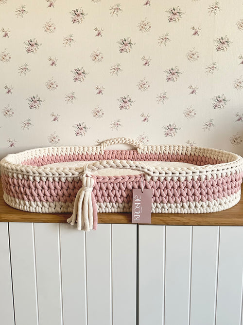 Changing Basket - Pastel Pink & Natural White