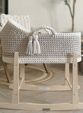Hooded Moses Basket - Beige & Natural White