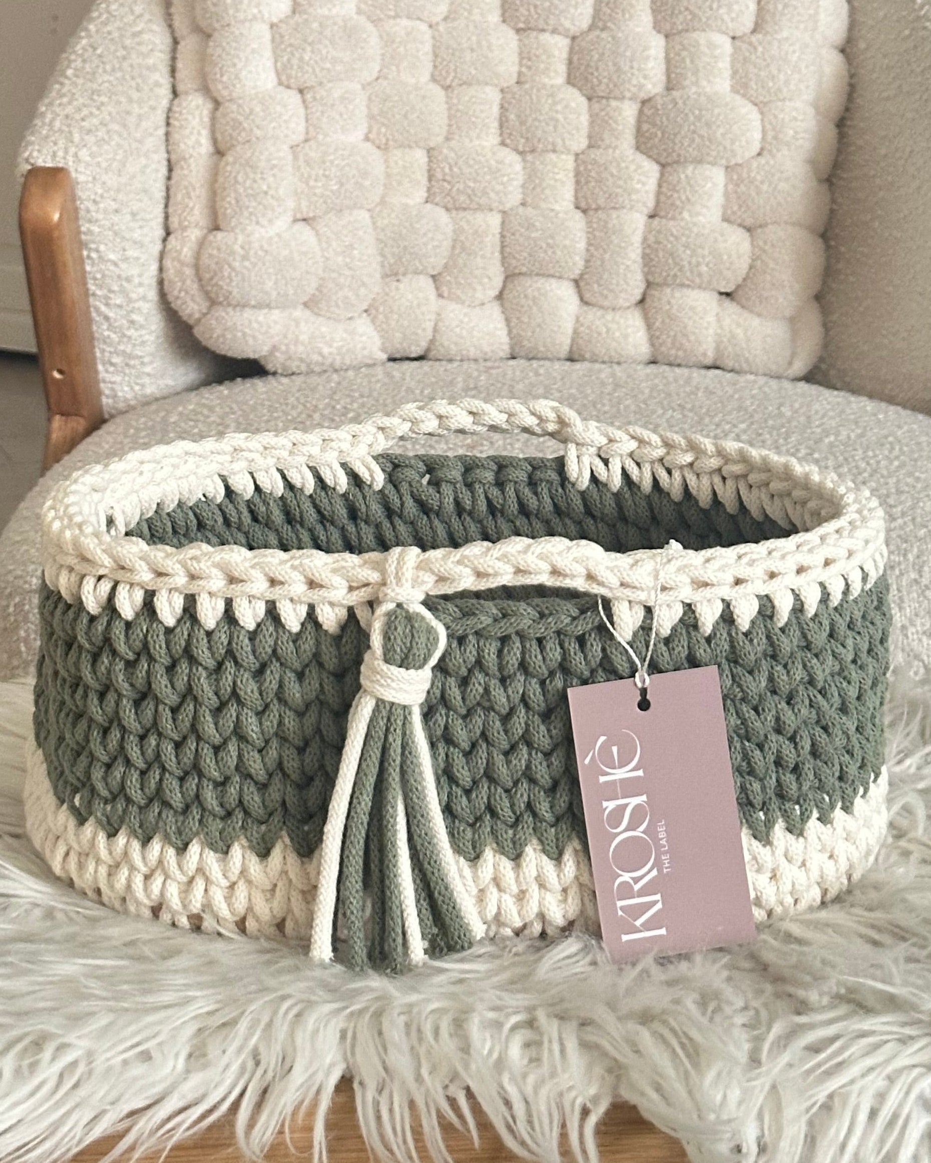 Nappy Caddy - Natural White & eucalyptus