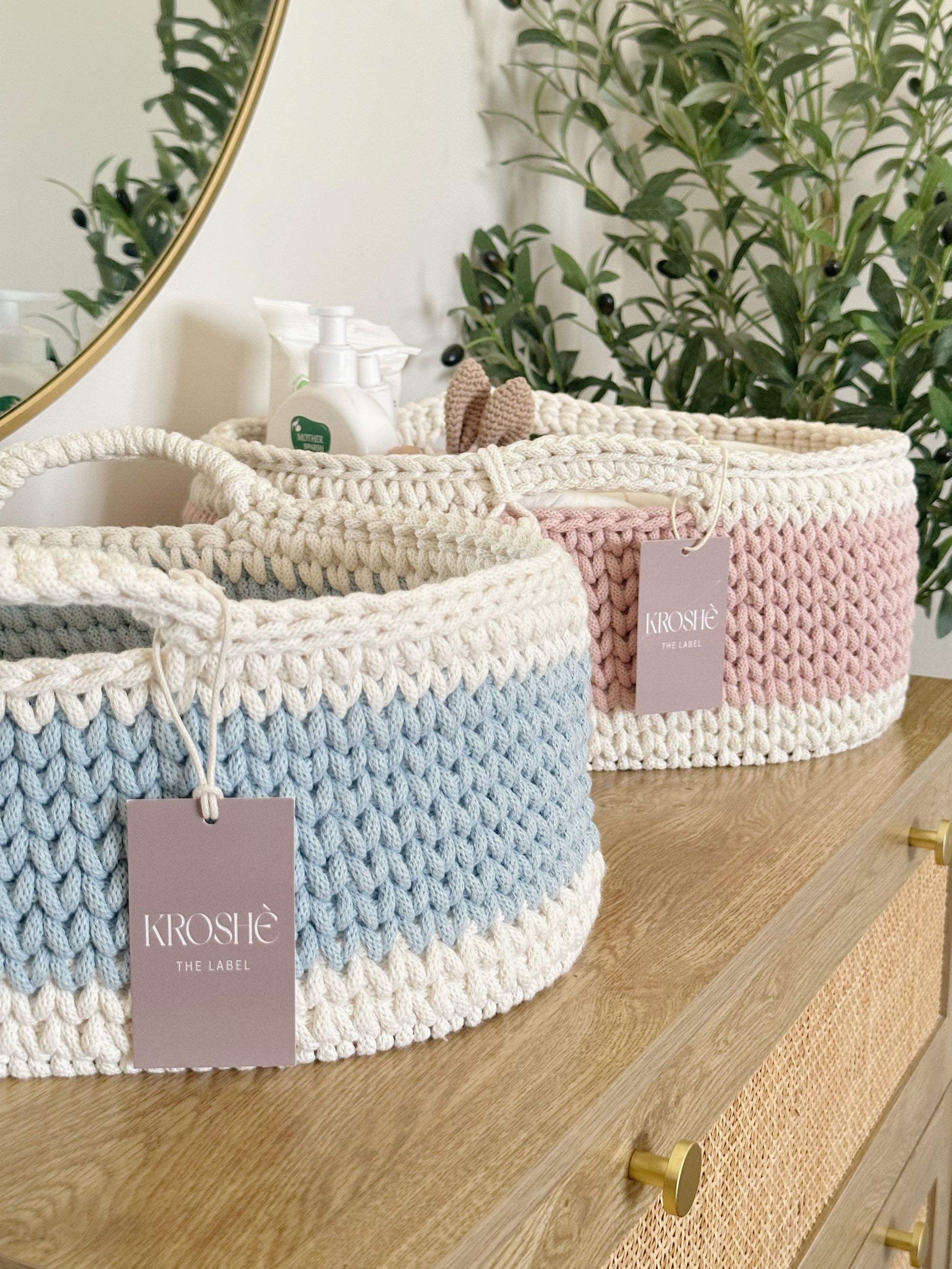 Nappy Caddy | Natural White & Pastel Pink