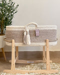 Moses Basket - Natural White & Beige