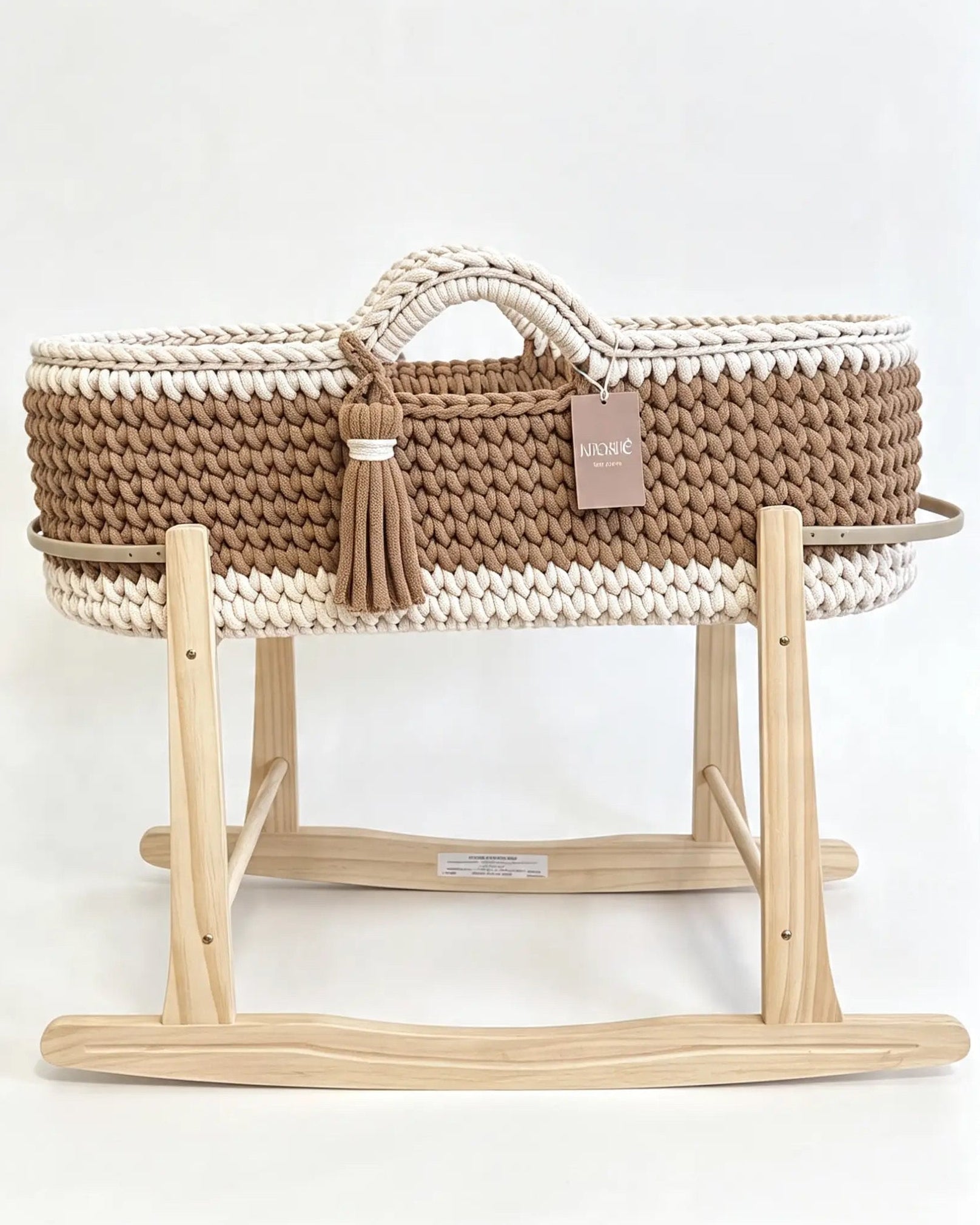 Little Moses Basket - Caramel & Nude