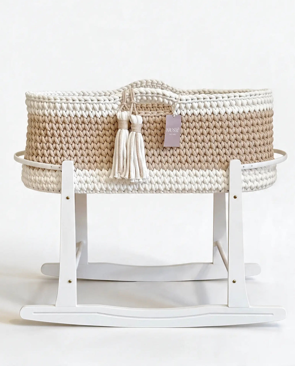 Moses Basket - Off White & Warm Beige