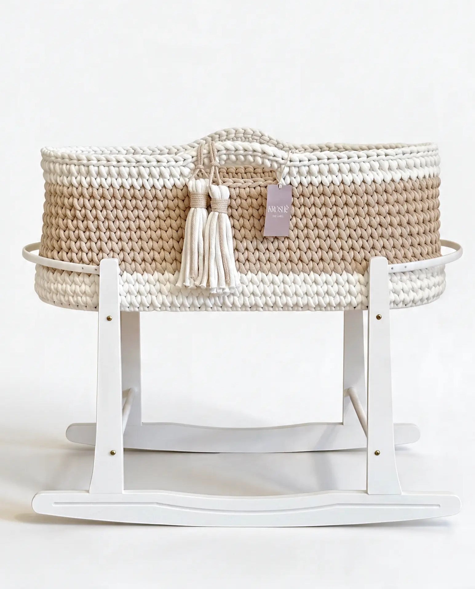 Moses Basket - Off White & Warm Beige