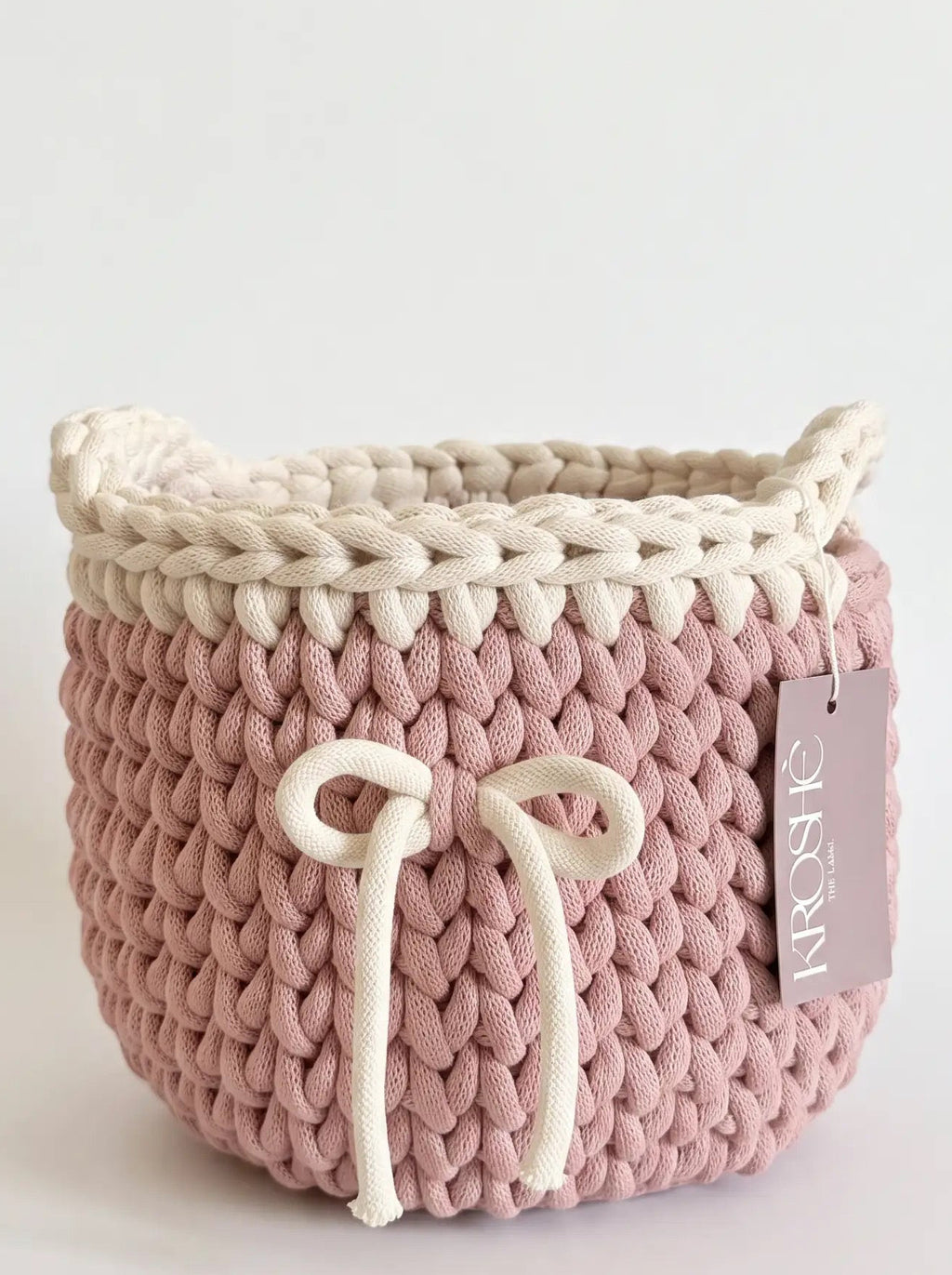 Storage basket - Natural White & Pastel Pink
