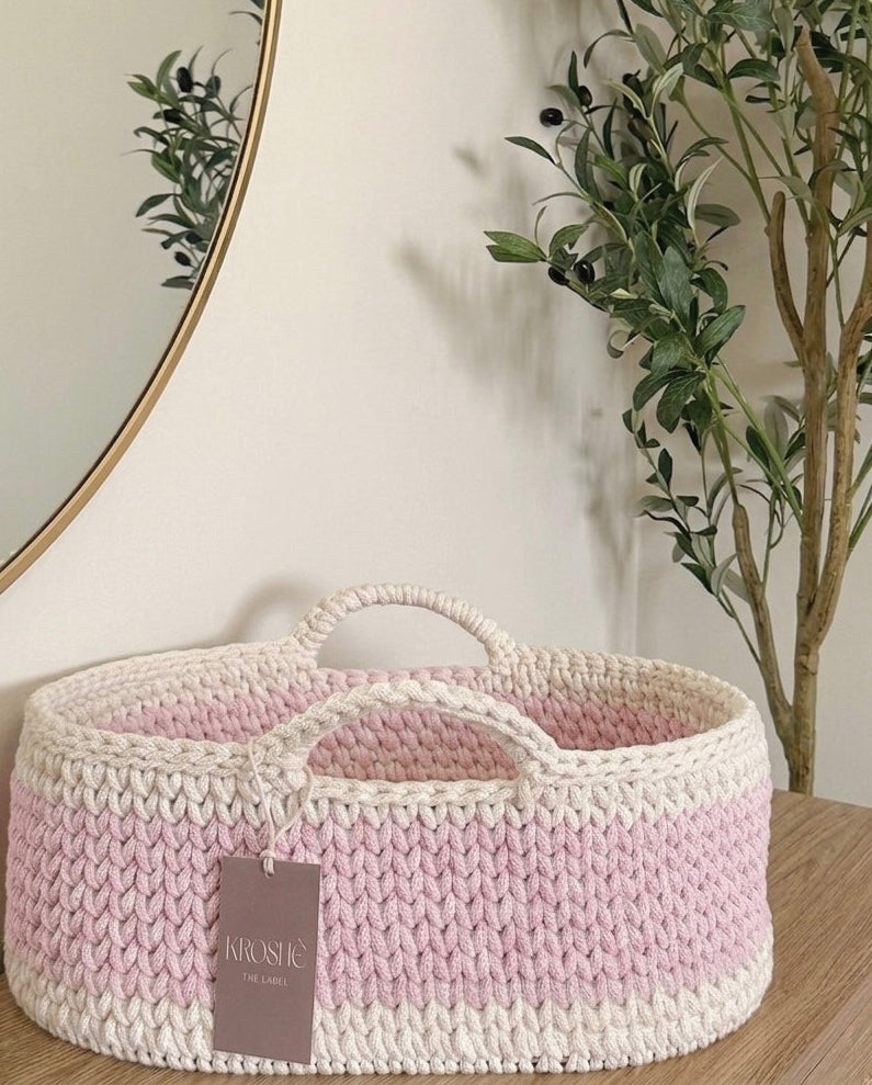 Nappy Caddy - Natural White & Baby Pink