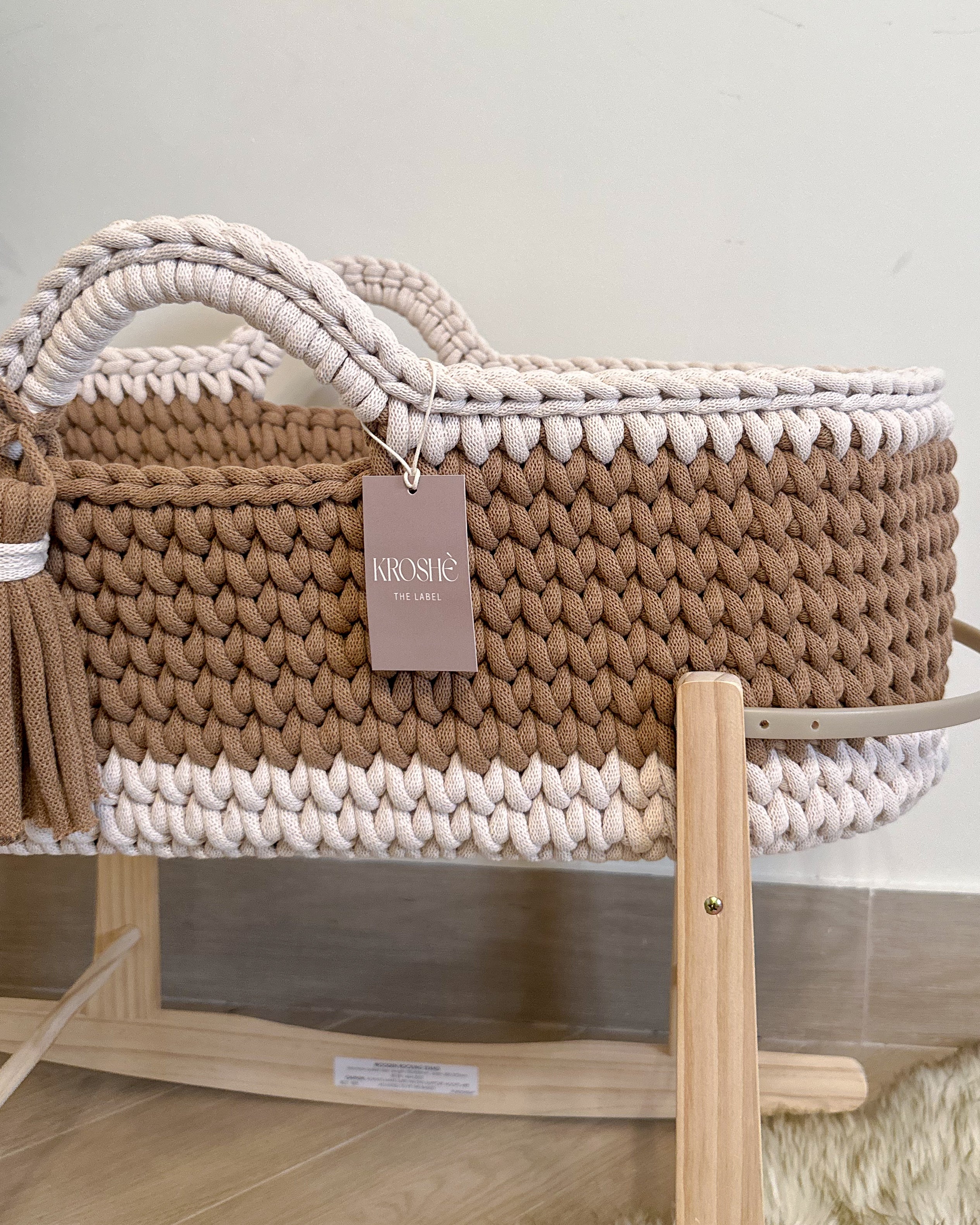 Little Moses Basket - Caramel & Nude