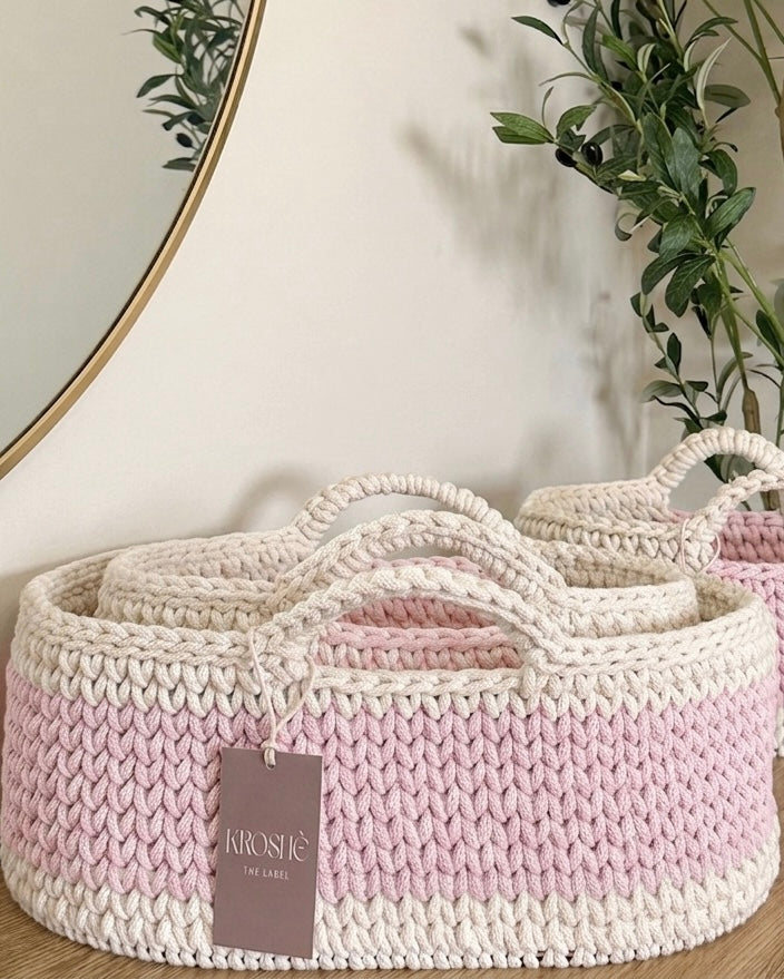 Nappy Caddy - Natural White & Baby Pink